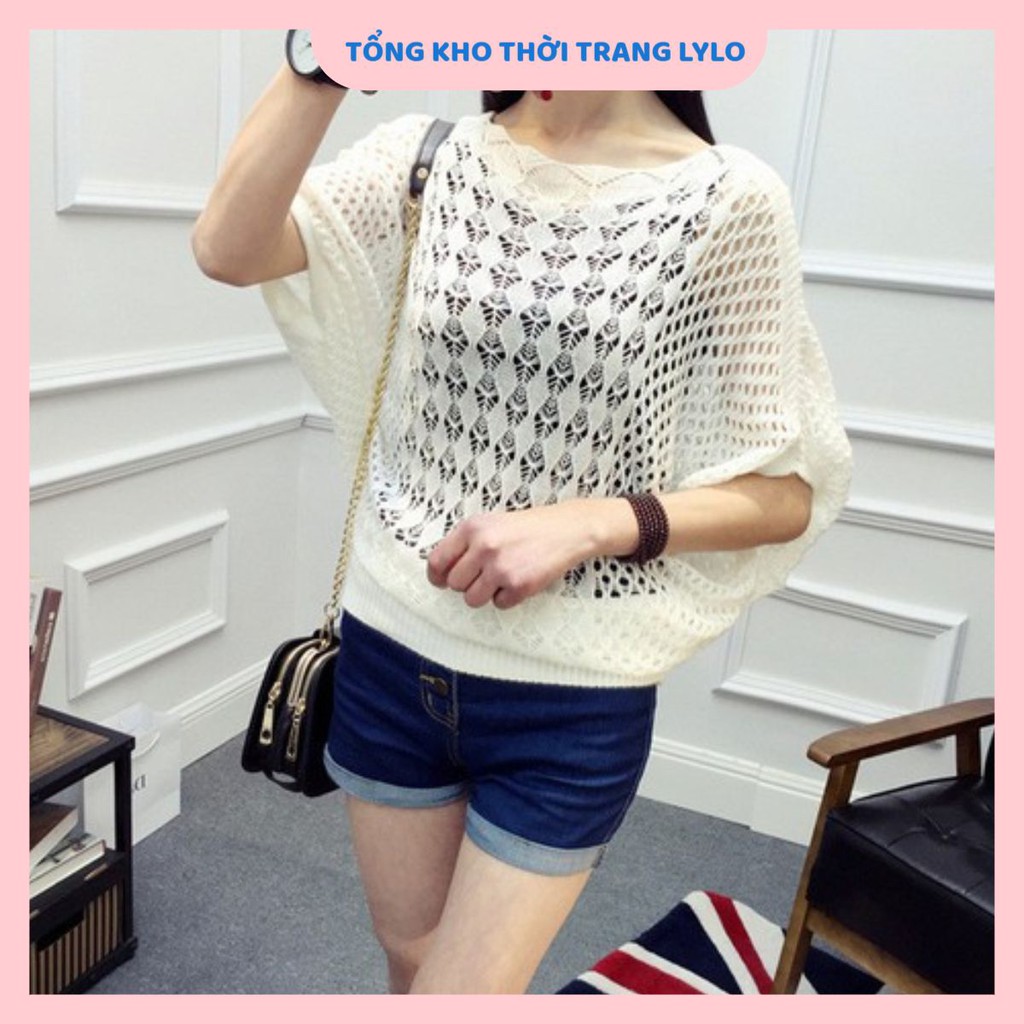 Áo len lưới cánh dơi tay lỡ nhiều màu mặc 4 mùa
