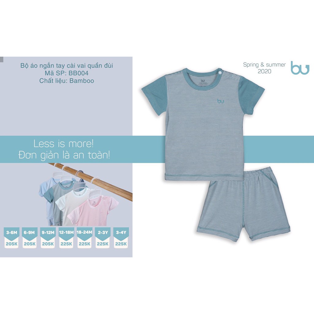Bộ cộc tay Bu chất sợi tre - Bu BB004