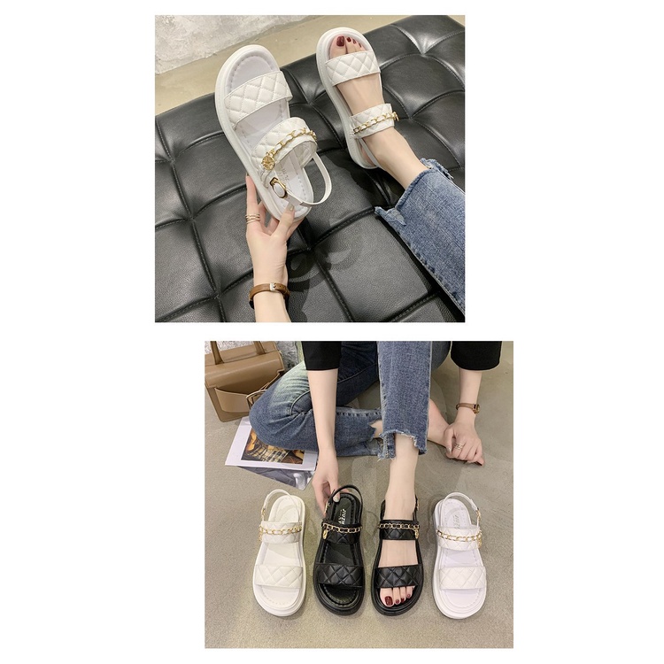 [Giá hủy diệt] Sandal Nữ Quai Ngang Đế Bánh Mì Quai Phối May Chỉ Thời Trang Hàn Quốc