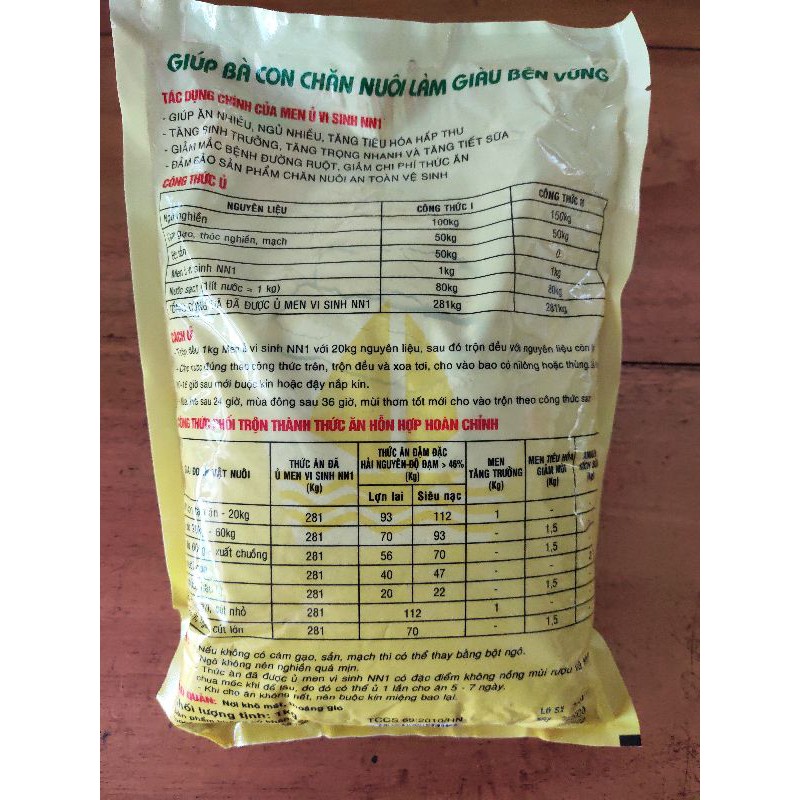 MEN VI SINH Ủ THỨC ĂN CHĂN NUÔI NN1 - GÓI 1KG
