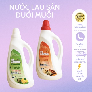 Nước lau sàn sona đuổi muỗi hương quế & hương chanh sả1.25kg, lau sạch vết bẩn khó, phù hợp sàn gỗ