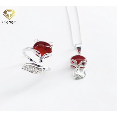 Combo dây chuyền và nhẫn bạc Ý 925 Huệ Ngân - Hồ ly may mắn PP1561-RR1618