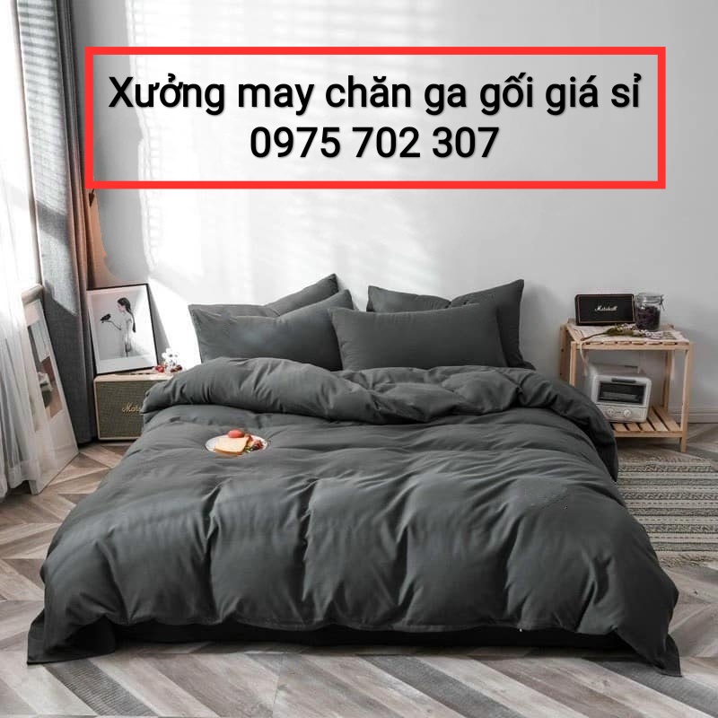 Bộ chăn ga gối Cotton tici 5 món, ra giường nhập khẩu cao cấp nhiều màu sắc, vải loại tốt không phai màu