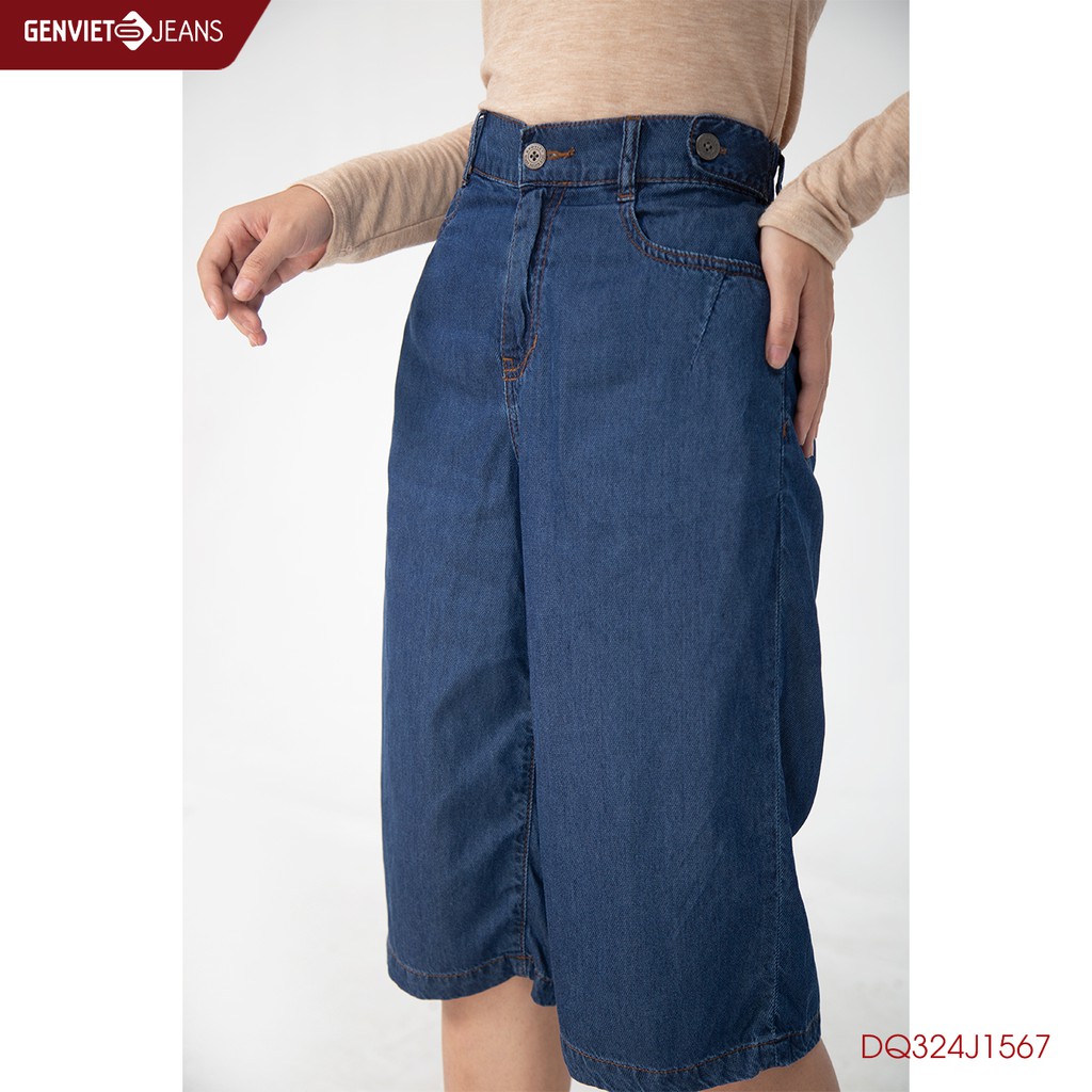 Quần ngố jeans nữ ống suông DQ324J1567 GENVIET