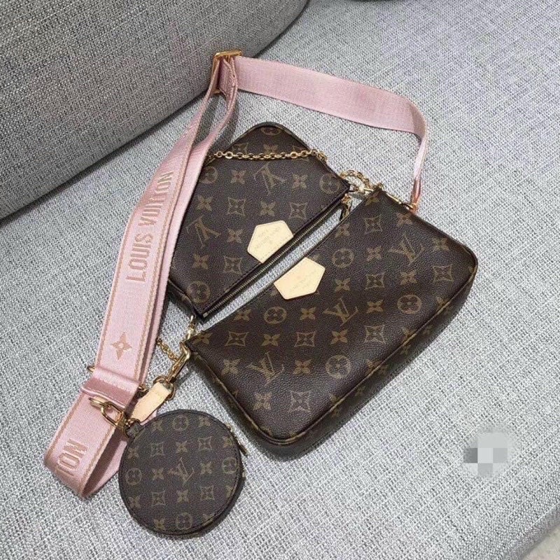 Set Lv 3 Món Fullbox Đỏ, Túi Xách Nữ Đeo Chéo