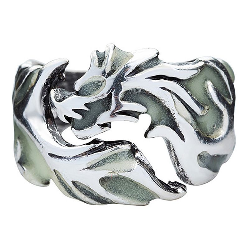 Nhẫn Khắc Hình Rồng Phát Sáng Phong Cách Gothic Punk Cổ Điển