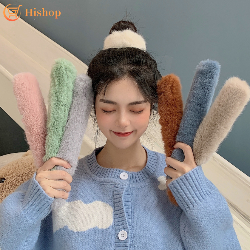 Korean Plush Candy Color Hair Tie Pop Circle Sweet Girl Easy Hairband for Women Fashion Accessories