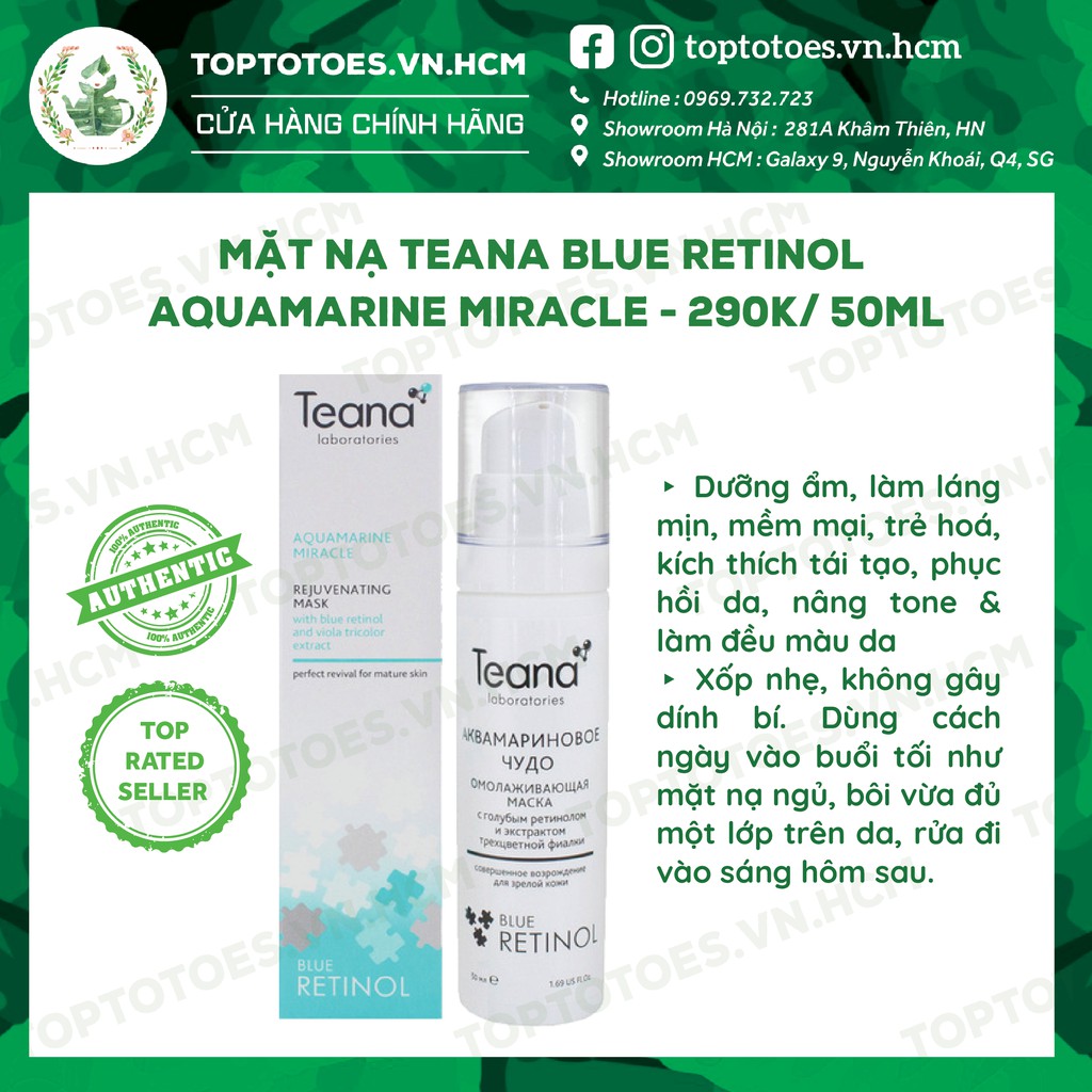 Mặt nạ Teana Blue Retinol Aquamarine Miracle nuôi dưỡng, trẻ hoá da