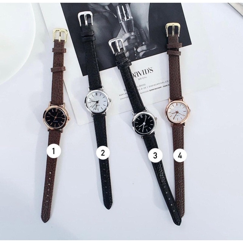 Đồng hồ nữ da mặt tròn đánh số cho nữ