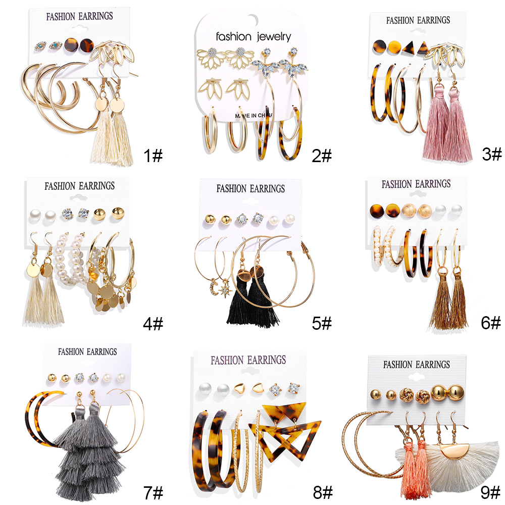 Bộ 6 cặp khuyên tai AY thời trang dành cho nữ