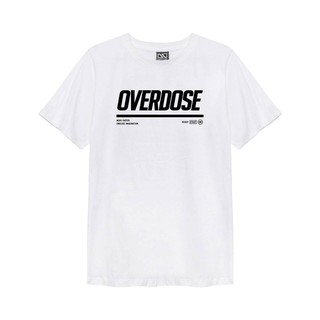 Áo thun Thái màu trắng in 3D chữ Overdose đậm T0326