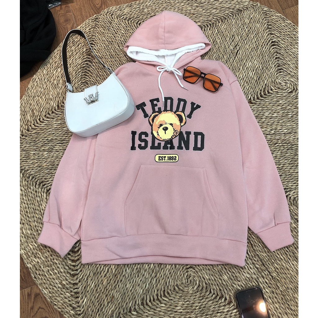 Áo hoodie nữ, chất nỉ ngoại xịn sò hình gấu teddy, áo khoác nỉ nữ form rộng MAX ONLY