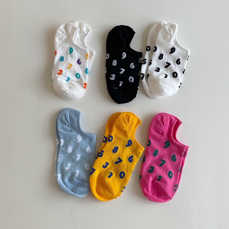 Vớ cotton chống trượt thoáng khí họa tiết số vui nhộn thời trang mùa hè cho nữ