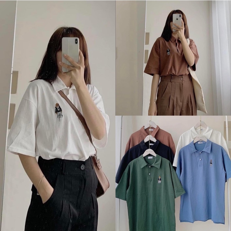 Áo phông polo hình gấu