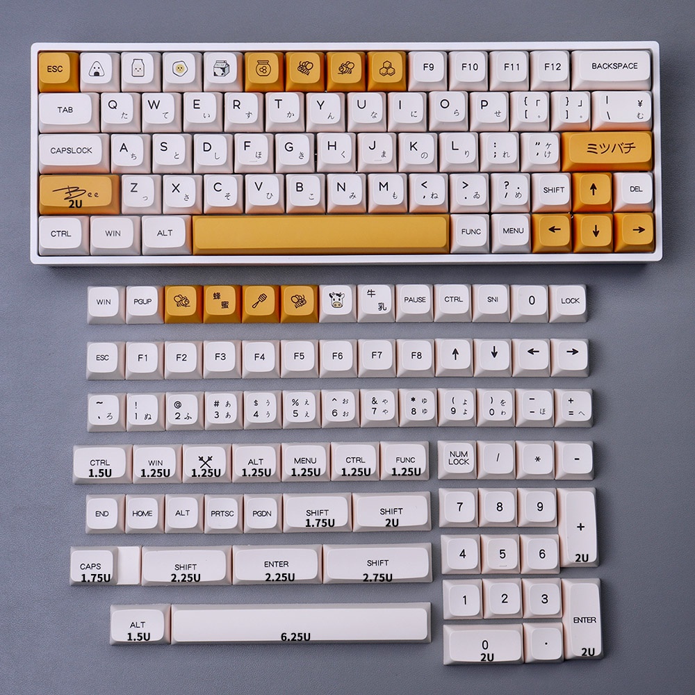 Bộ keycap bàn phím cơ XDA Honey Bee - 136 nút phù hợp cho fullsize, TKL, NJ68, RK G68, NJ80