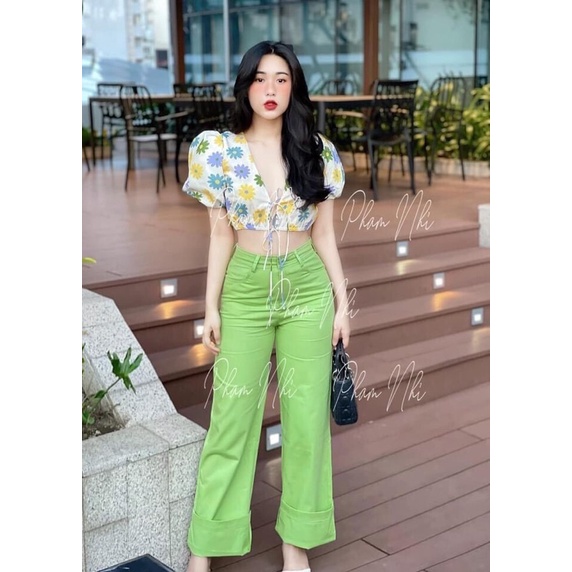 ⚡Hot Hot⚡️Áo hoa tay phồng dây ngực trẻ trung
