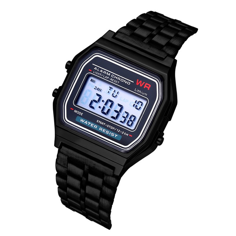 Đồng hồ inox mặt vuông màn hình LCD và đèn LED năng động | BigBuy360 - bigbuy360.vn