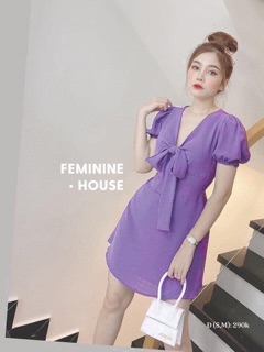 Đầm xoè voan thắt nơ ngực