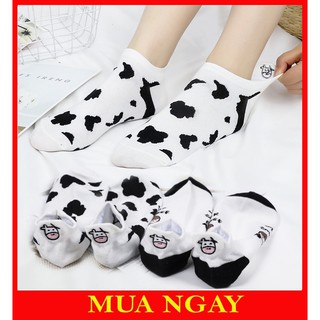 Tất vớ cổ ngắn họa tiết Bò Sữa Style Hàn Quốc TN127