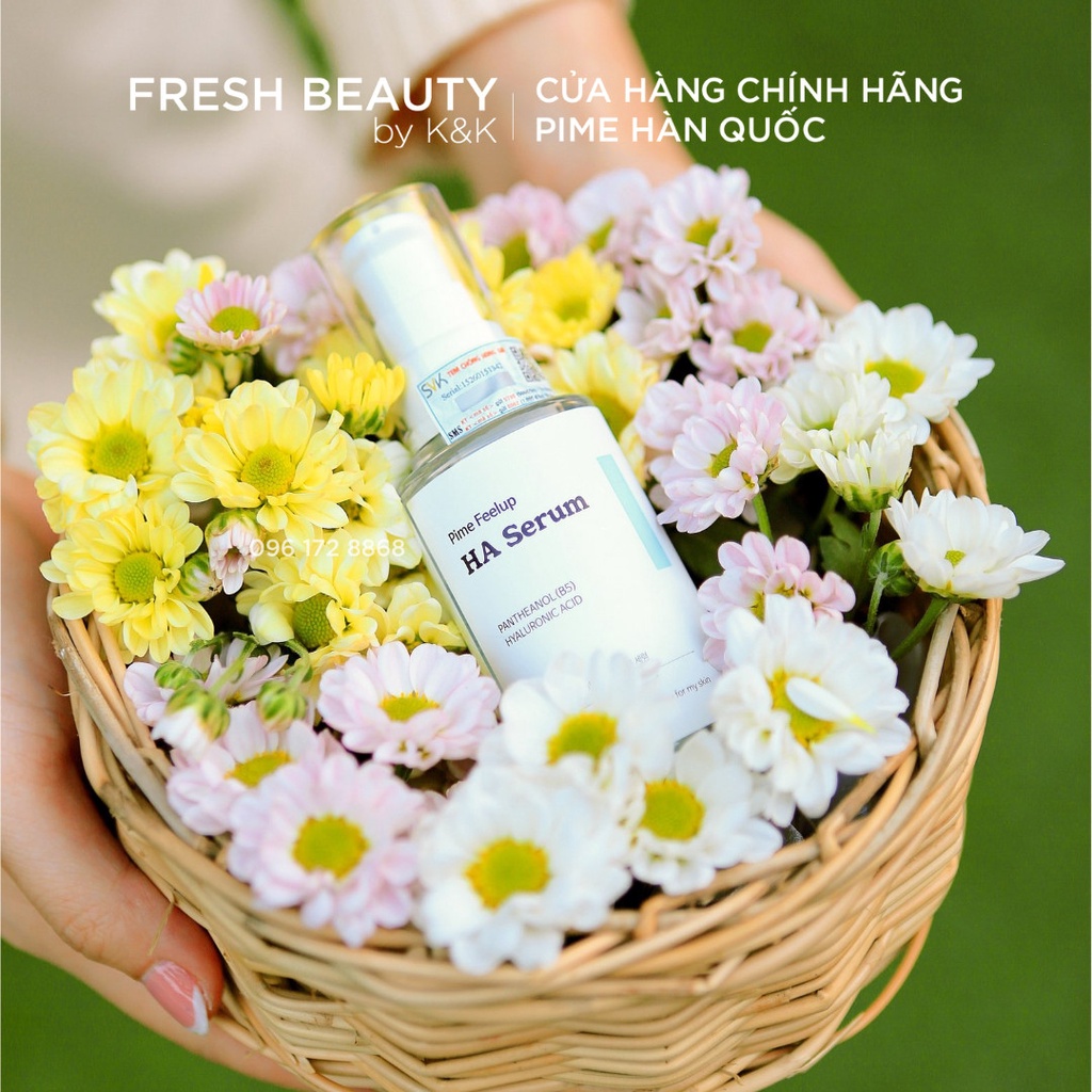 Tinh chất serum Pime Feel Up HA Serum cấp ẩm hỗ trợ phục hồi cho da căng bóng, giảm nhăn, dưỡng ẩm chuyên sâu 50g