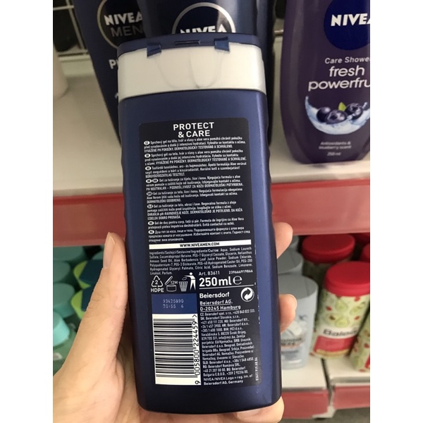 Sữa tắm Nivea men, cấp ẩm chăm sóc cơ thể, Nội địa Đức, GGEU