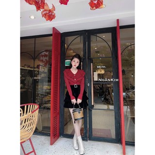 Chân váy nhung tầng