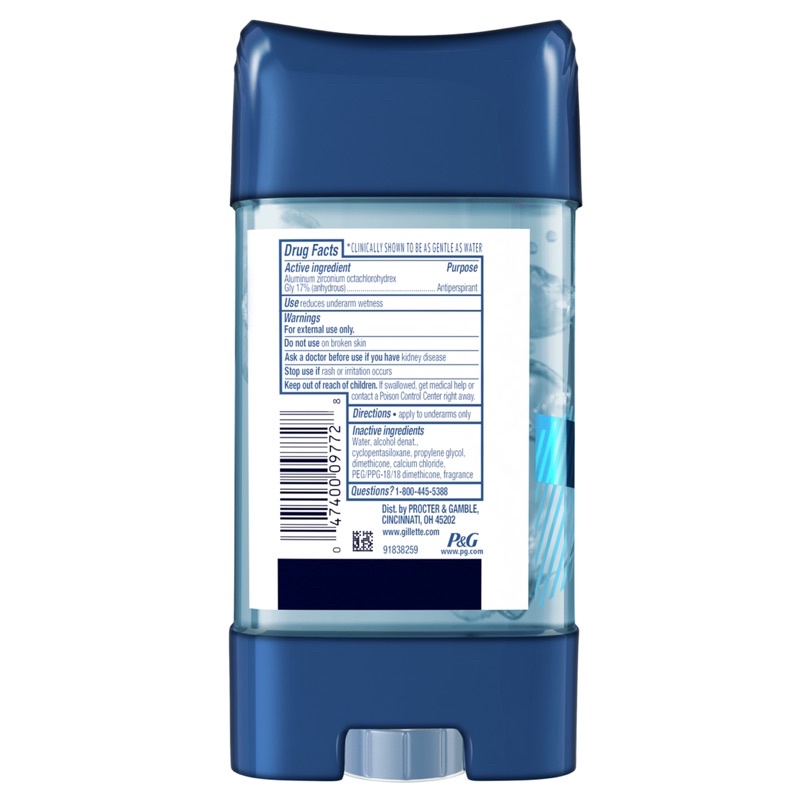 Lăn khử mùi nam Gillette Clear Gel Cool Wave 108g , 107g