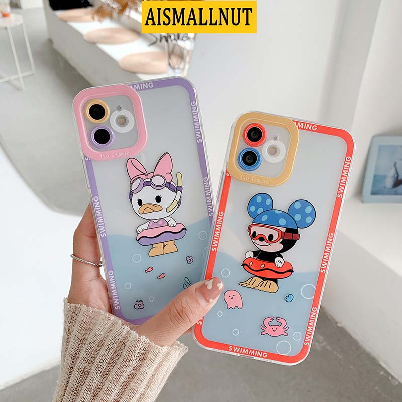 iPhone Case Casing Swimming Mouse For iPhone7 8 11 12 Pro Max Plus X XS XR XSMAX Dust Shock Dirt Resistant TPU Silicon Soft Case Cover Skins AISMALLNUT