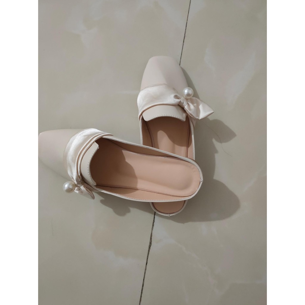 Giày Sục - Dép Sục nữ da dây lụa vạt chéo đính hạt