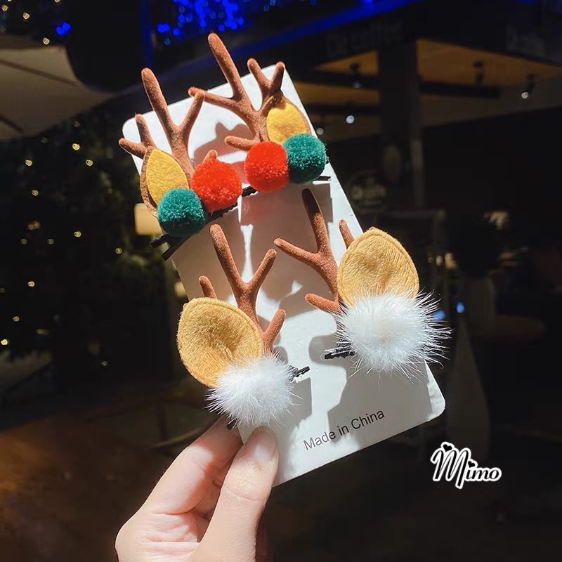 Kẹp tóc Giáng sinh sừng tuần lộc cute, set 2 kẹp tóc noel nhiều mẫu làm phụ kiện chụp ảnh, hóa trang