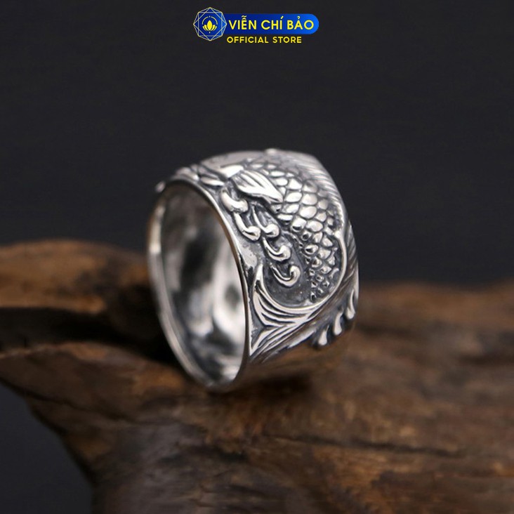 Nhẫn bạc nam Song Ngư Cá chép tài lộc chất liệu bạc Thái 925 thương hiệu Viễn Chí Bảo N100592