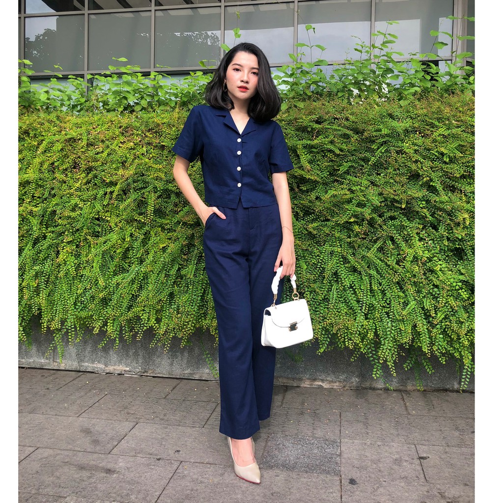 Quần ống rộng nữ lưng cao nút suông dài lưng thường (ko thun sau) 4 màu | BigBuy360 - bigbuy360.vn