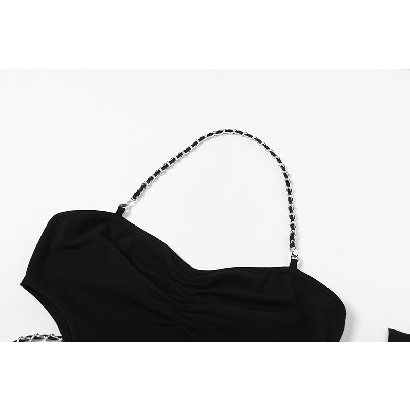 DUNEA Đầm nữ cổ yếm không tay gợi cảm thời trang