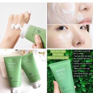 [chính hãng] sữa rửa mặt trắng da innisfree green tea foam cleaner 150ml