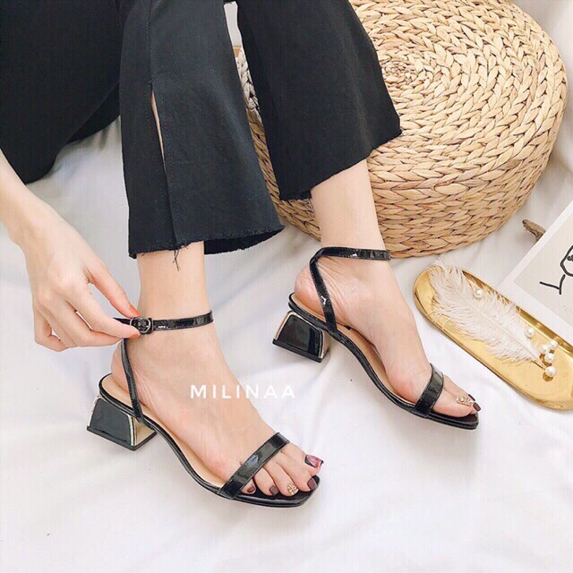 Sandal quai mảnh gót đồng 5p Mã L54