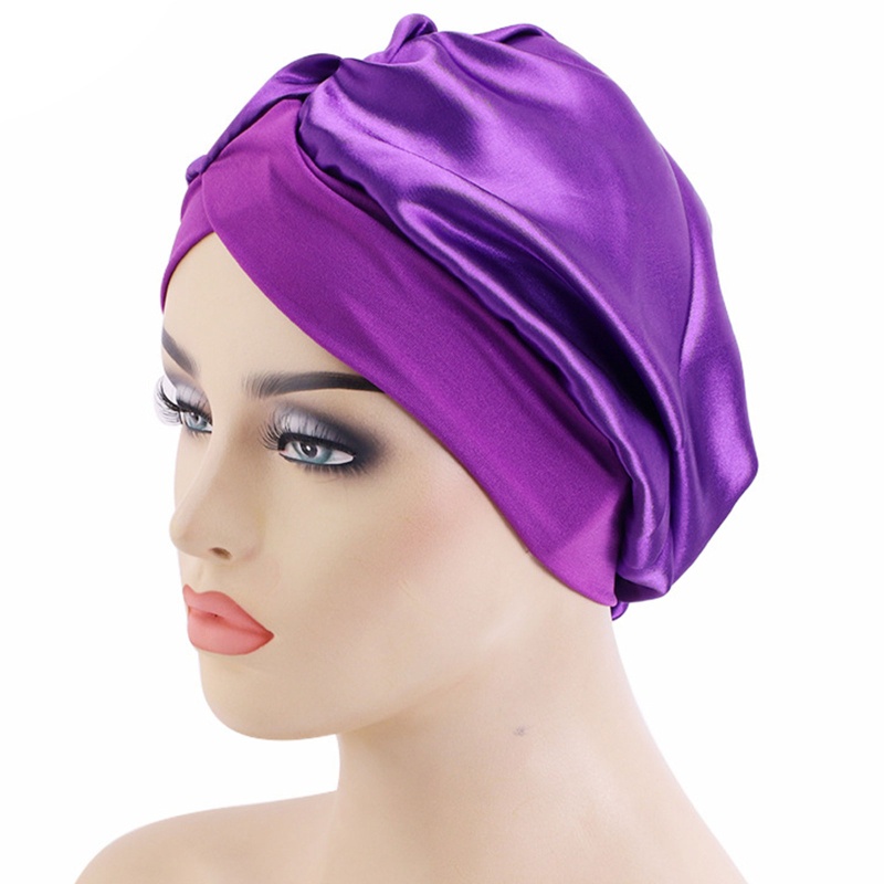 Wmmb Khăn Turban Quấn Đầu Thắt Nút Chéo Màu Trơn Phong Cách Bohemian