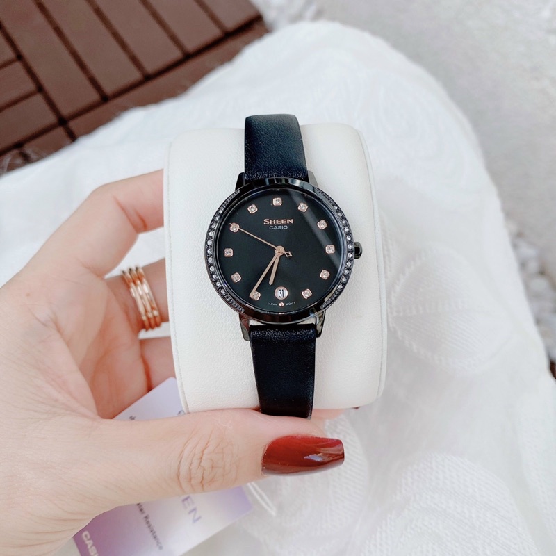Đồng hồ nữ dây da Casio Sheen SHE 4056BL 1A