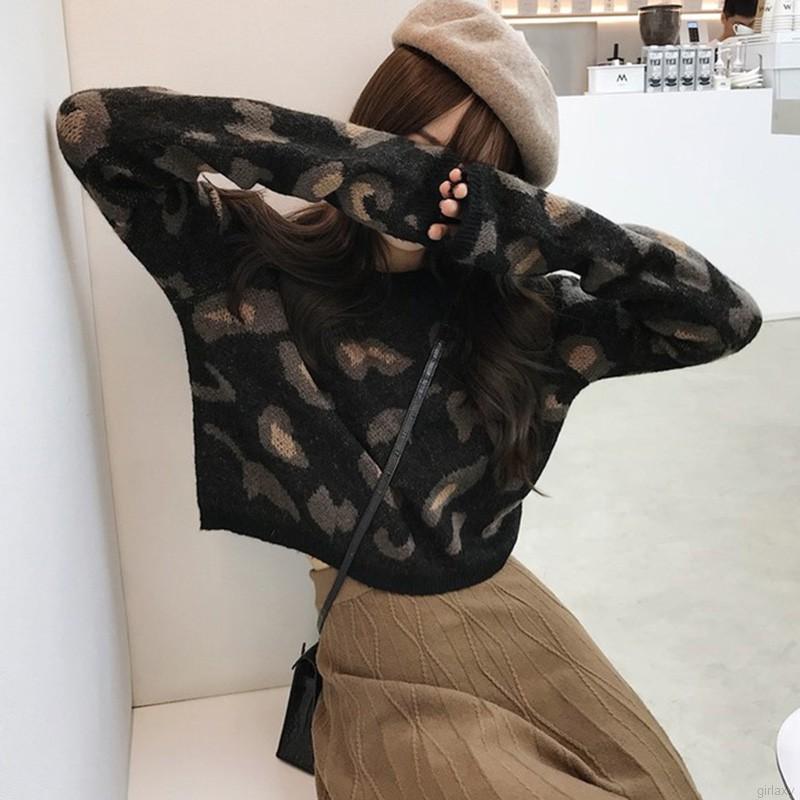 Áo Sweater Tay Dài Cổ Tròn Hoạ Tiết Da Báo Phong Cách Hàn Quốc Cho Nữ | BigBuy360 - bigbuy360.vn