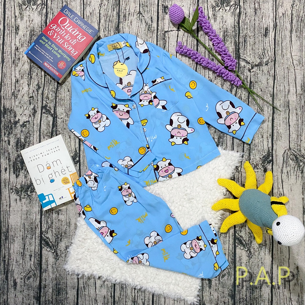 Pijama đồ ngủ dài cho bé trai và gái chất tole siêu thoải mái màu vàng