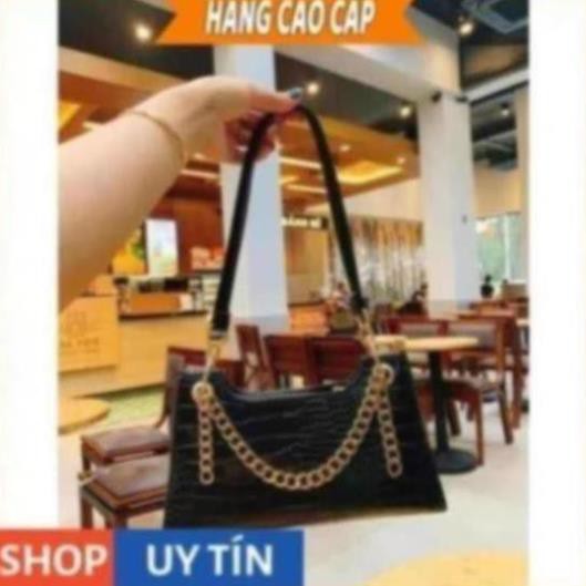 Túi xách nữ đeo vai đeo chéo Túi kẹp nách xách tay da vân cá sấu hàng [B