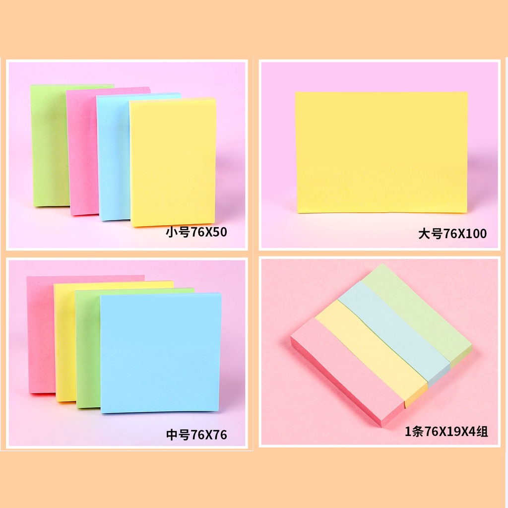 Giấy ghi chú 100 tờ giấy nhớ sticky note 3 kích thước loại tốt sử dụng trong văn phòng