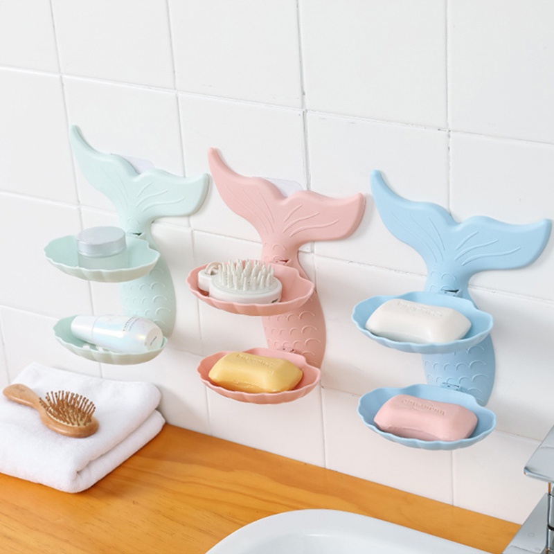 Khay Đựng Xà Phòng Hai Tầng Hình Cá Dễ Vệ Sinh