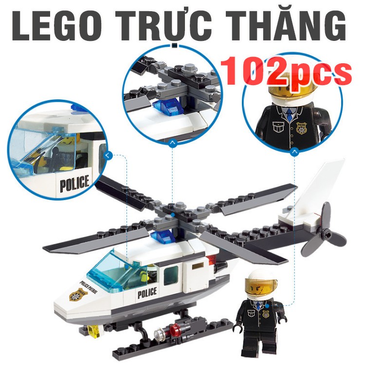 Đồ chơi lắp ráp lego mô hình máy bay trực thăng cảnh sát 102pcs No.6729