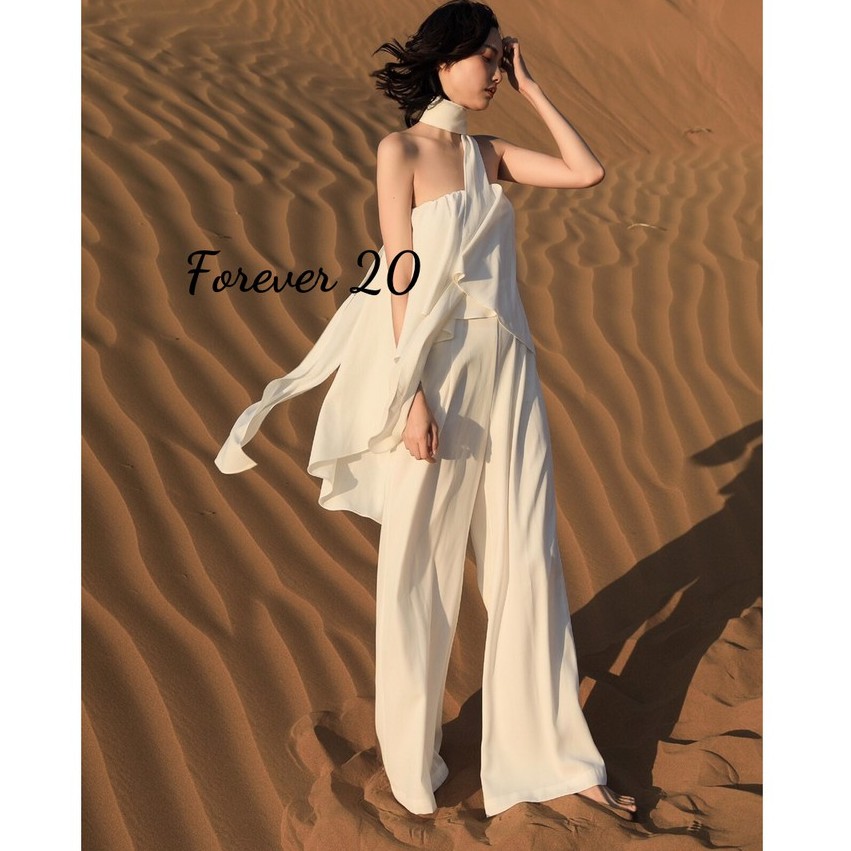 Đồ bay nữ, jumpsuit dài, ống rộng, chất lụa trắng ME'S DIARY | BigBuy360 - bigbuy360.vn
