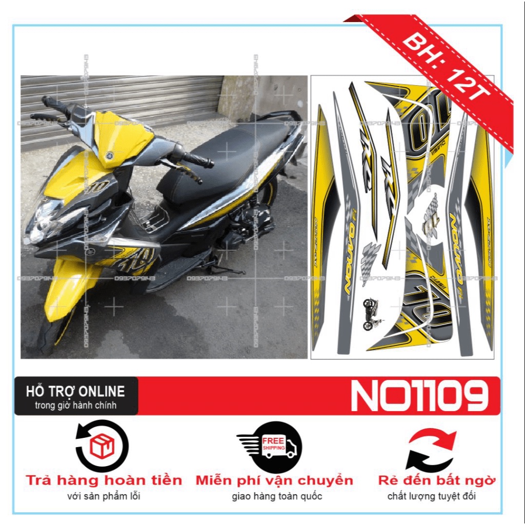 TEM XE NOUVO 5 SỐ 10 XÁM VÀNG -- SHIN DECAL 2