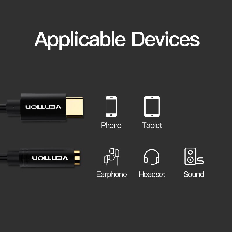 Vention Type-C To 3.5MM Phone/Tablet Audio Convert Cable For Xiaomi Samsung LG Earphone Headset Sound