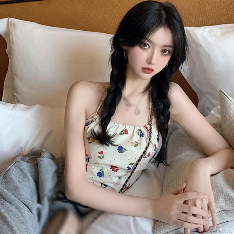 Áo Tank Top Hoạ Tiết Hoa Phong Cách Hàn Quốc