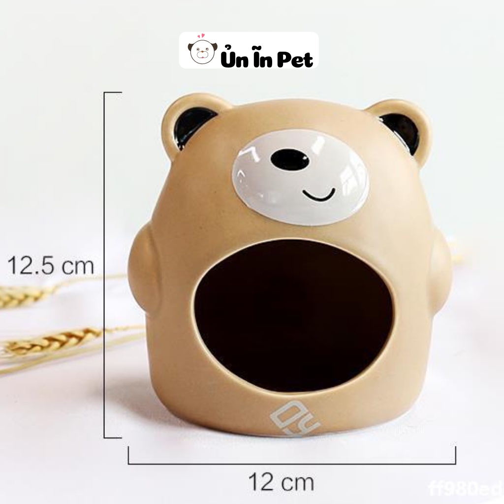 Nhà ngủ sứ hamster, GẤU NÂU siêu mát, dễ thương