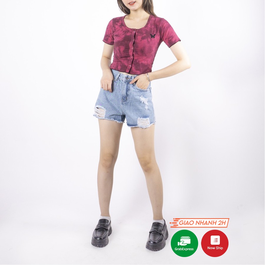 [Mã FAMAYWA giảm 10K đơn 50K] Quần short jean nữ Ulzzang GENZ mẫu rách gấu tua rua thời trang ZWJ024