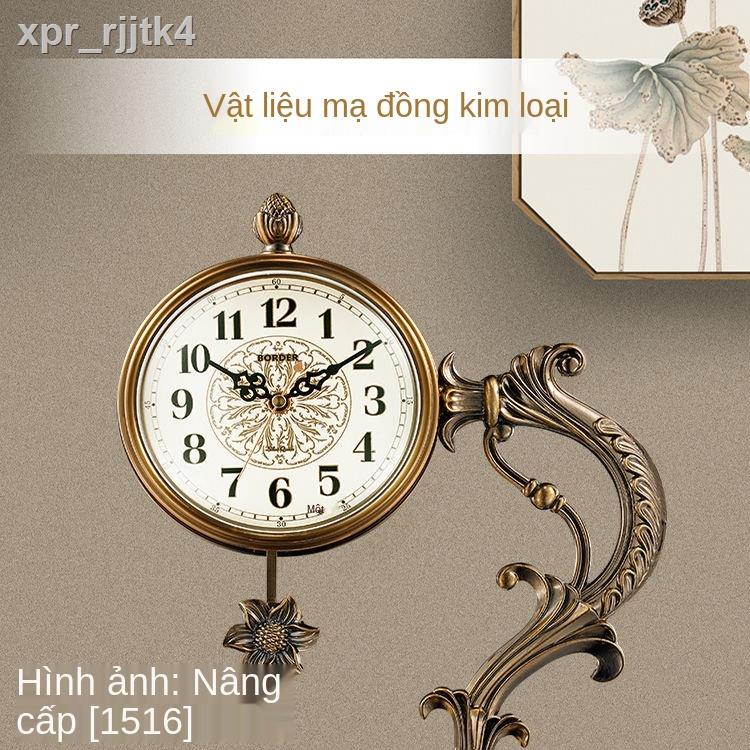 ❆ ℡  Đồng hồ kiểu châu Âu, đồ trang trí, để bàn, phòng khách, bàn lớn retro hồ, quả lắc im lặng Mỹ,
